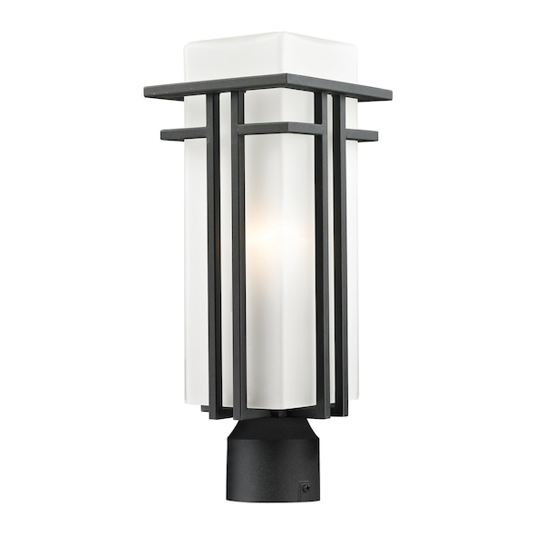 Z-Lite Abbey Outdoor Post Light, Black & Matte Opal 549PHM-BK-R - main